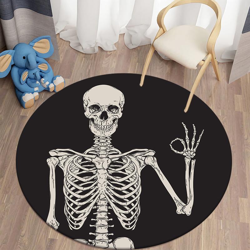 Skull Printed Round Carpet for Living Room Mat for Children Floor Rug Yoga Mat Bedroom E-sports Chair Mats Living Room Carpet