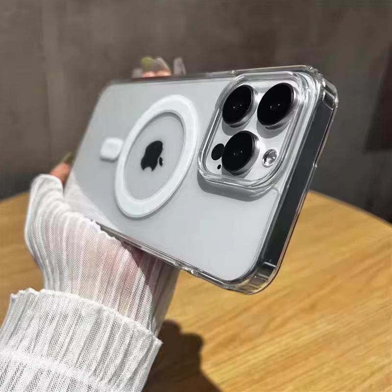 Crystal Transparent For Magsafe Magnetic Wireless Charge Case For iPhone 16 15 14 13 12 11 Pro Max Fundas Hard Acryli Back Cover