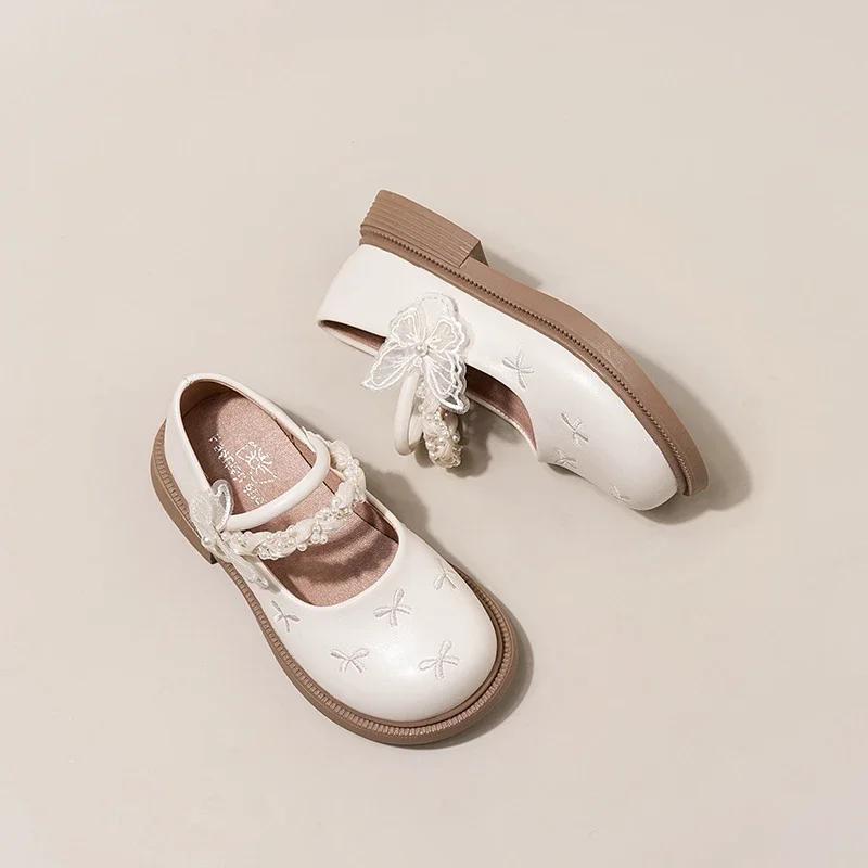 Elegant Girl Princess Shoes Embroidered Sweet Kids Mary Jane Shoes New Chic Children's Causal Dress Leather Shoes Lolita Style