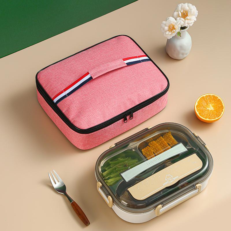 New Student Food Insulated Bag Large Capacity Portable Lunch Insulated Bag Bento Bag Outdoor Portable Waterproof Lunch Box Bag