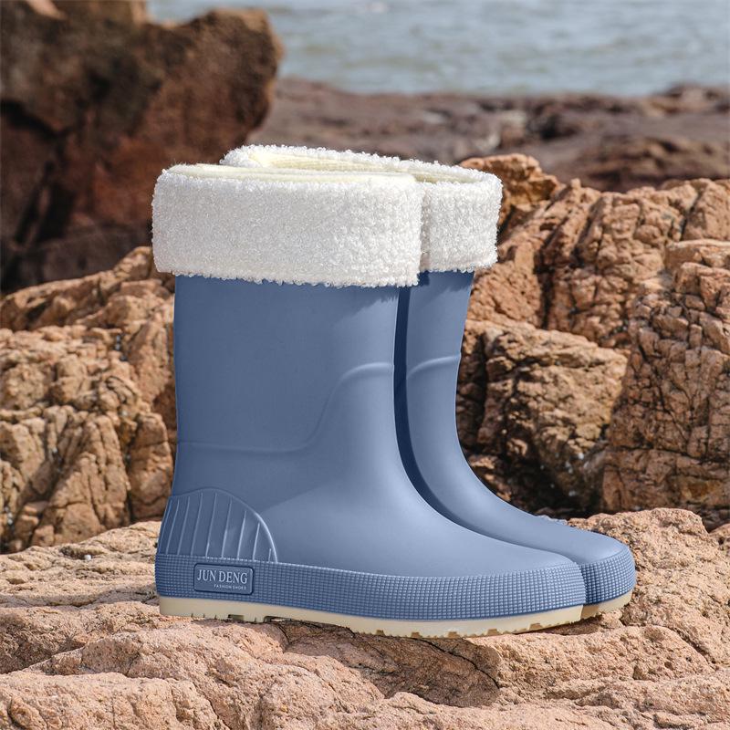 

Стильные женские нескользящие резиновые сапоги средней высоты: Износостойкий, всепогодный ПВХ для улицы и кухни 41-42