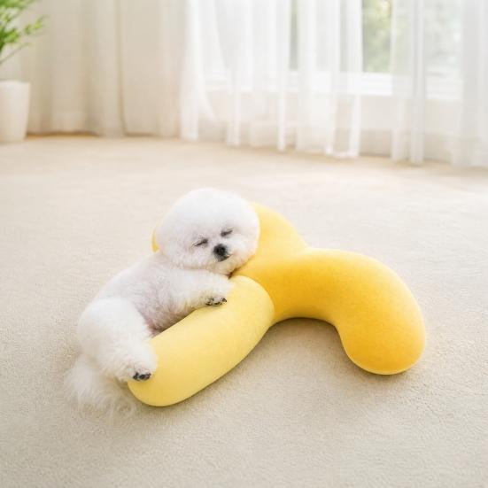 Almofada de Pescoço de Pelúcia para Pet, Almofada Macia para Dormir para Cães Pequenos e Gatos, Brinquedo de Abraçar em Forma de Broto de Feijão para Filhote de Cachorro e Gato