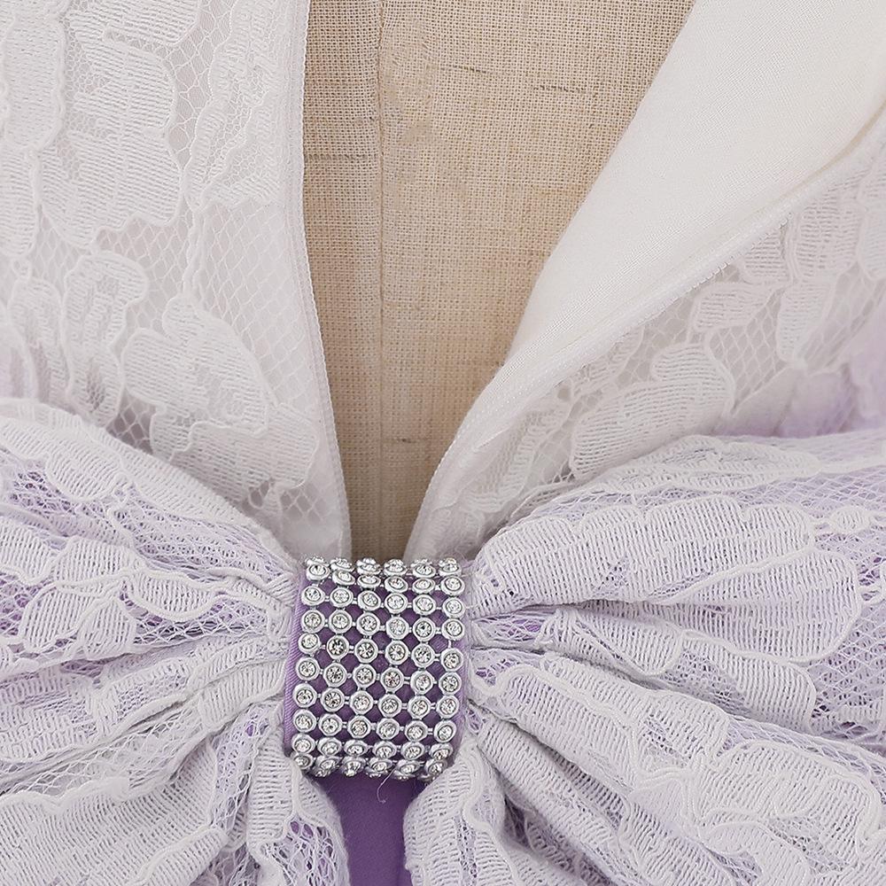 Children's Lace Color Block Birthday Bow Dress