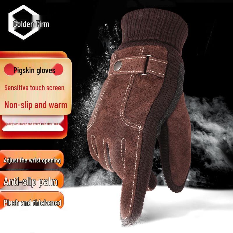 Jin Gu Lao KCAA-233 Men s Winter Pigskin Riding Gloves One Size