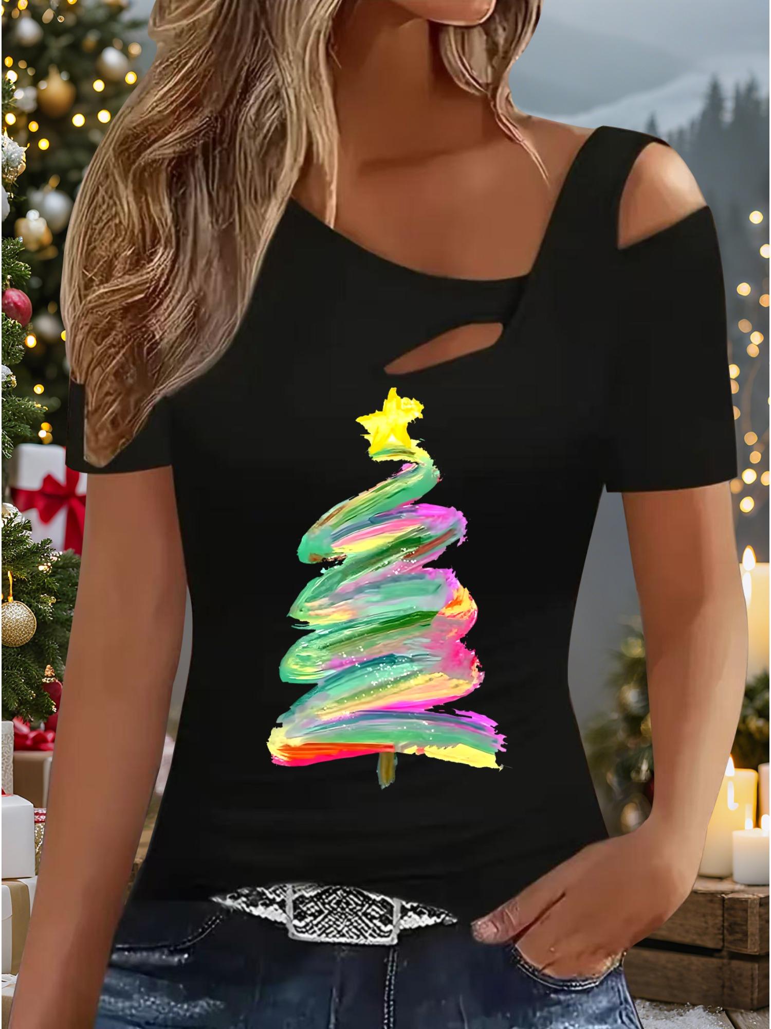 

Женский Новый Повседневный Топ Рождество Хэллоуин Рождественский Подарок Топы Рубашка Блузка S чёрный