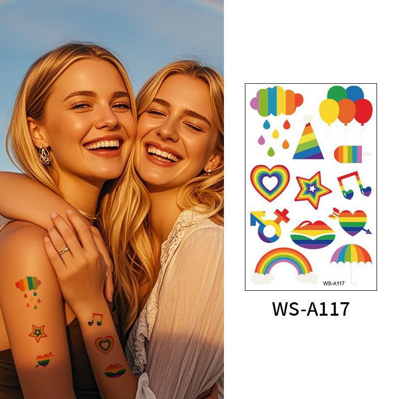 Rainbow Tattoo Stickers Love Color Prints Tattoo Rainbow Day Holiday Party Celebration Temporary Tattoo Stickers