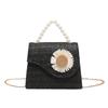 Grass-woven Pearl Hand-held One-shoulder Crossbody Bag Popular Small Bag High-value Summer New Beach Square Bag