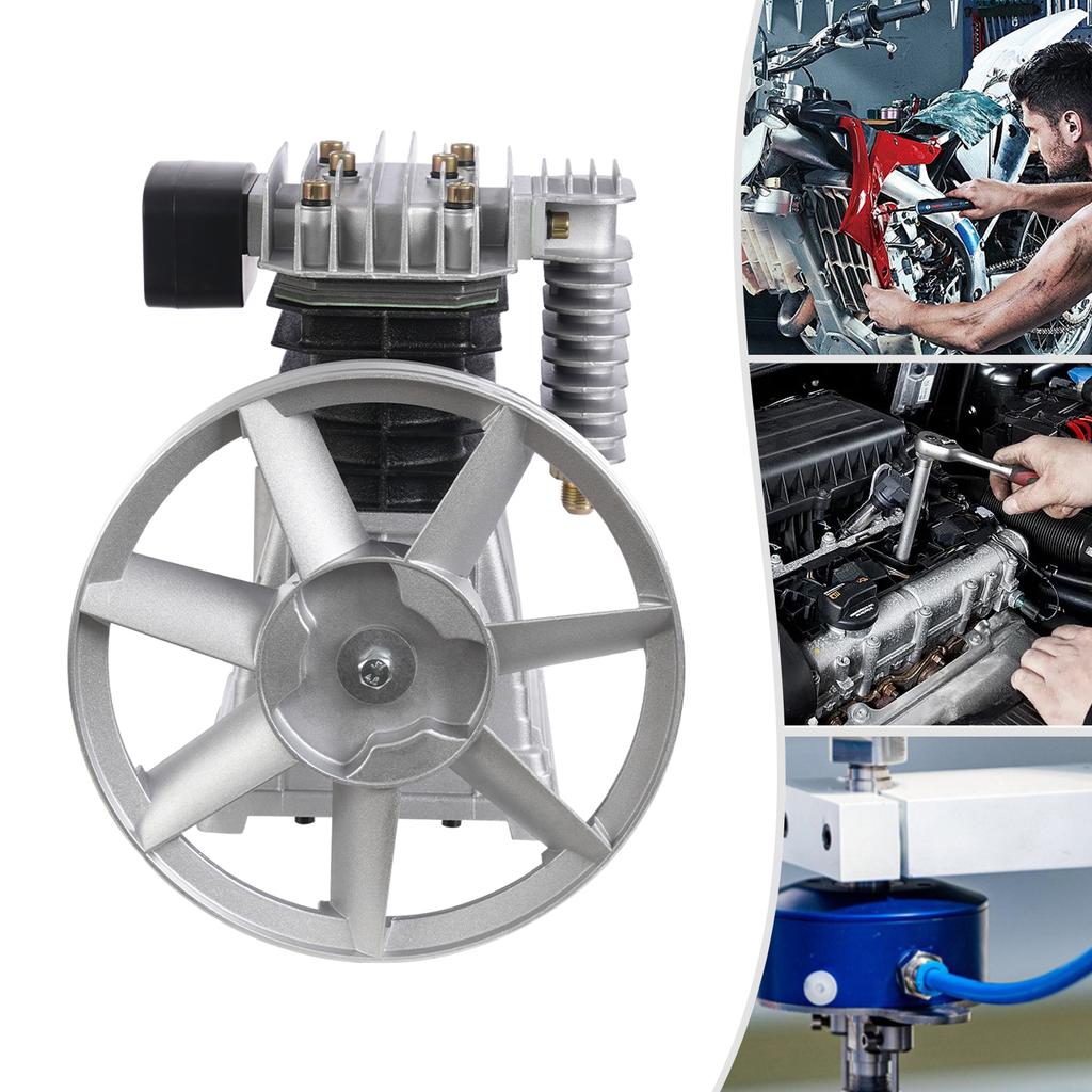 Air Compressor Pump Head 3HP 66Gal/min 0.8mpa Rated Pressure Aluminum Iron with Cooling Fan for Automotive Pneumatic Tools