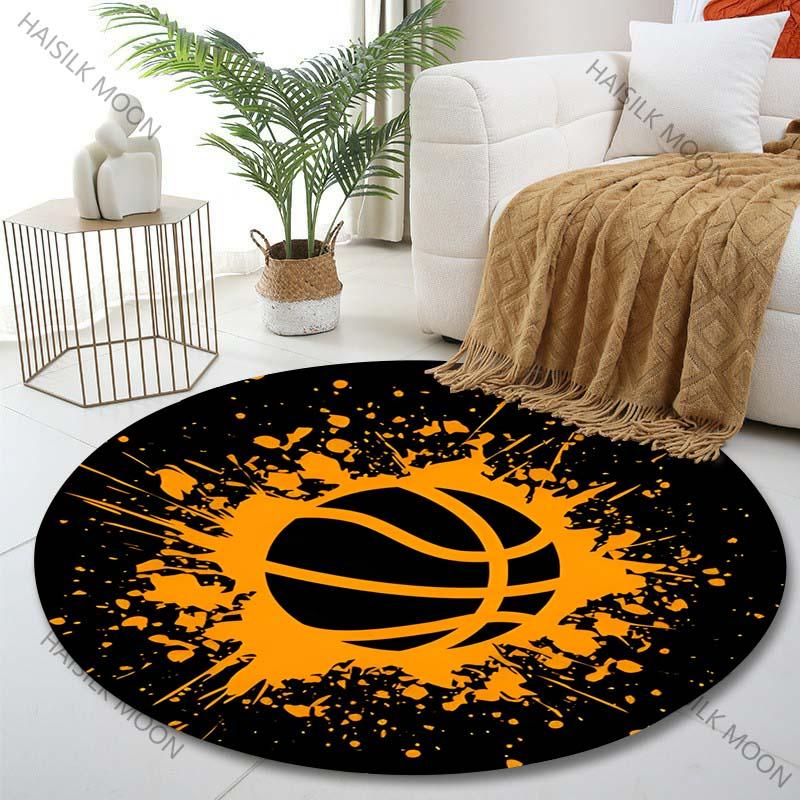 

Multiple sizes Orange basketball splash effect Print Round Carpet Living Room Bedroom Table Chair Sofa Decorative Carpet Diameter -60cm