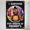 Five Nights At Freddy's (Frondy’s) Distressed Vintage Metal Sign - Animatronic Characters, Festive Design, Home Bar Cafe Decor
