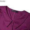 ZANZEA Women Casual V-Neck Solid Color Summer Short Sleeve Dress