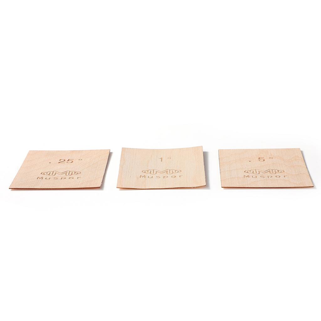 3-Pack Electric Guitar Neck Maple Shims: 0.25, 0.5, 1 Degree, Blank (Unfinished)