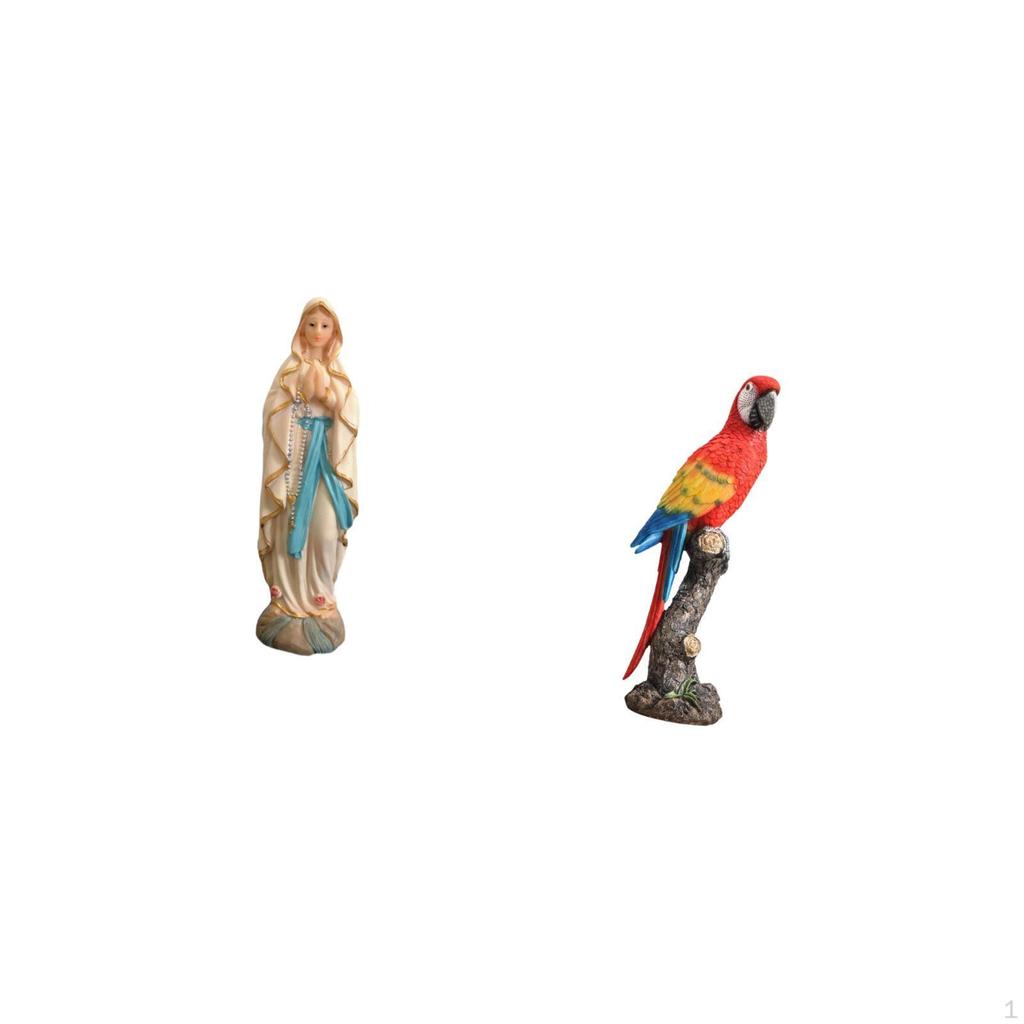 Lady of Figurine Parrot Statue Desktop Decoration Creative Crafts Blessed Sculpture Resin for