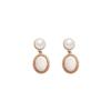 S925 sterling silver needle Maillard pearl earrings women's retro relaxed temperament natural tiger's eye stone earrings