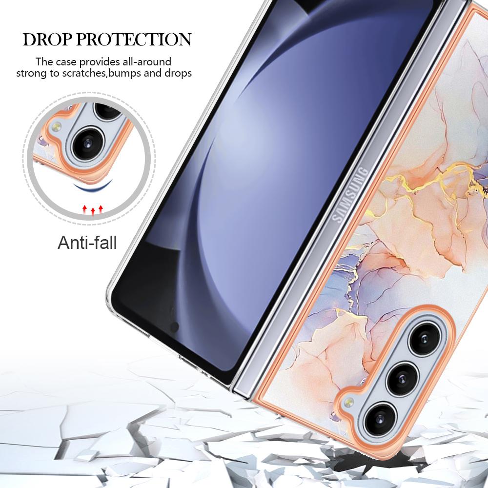 For Samsung Galaxy Z Fold5 5G Case with IMD Marble Flower Pattern TPU Mobile Back Cover