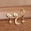 3PCS New Design Stainless Steel CZ Zircon Star Moon Stud Earring Set For Women Punk Unisex Rock Earring Statement Jewelry aretes