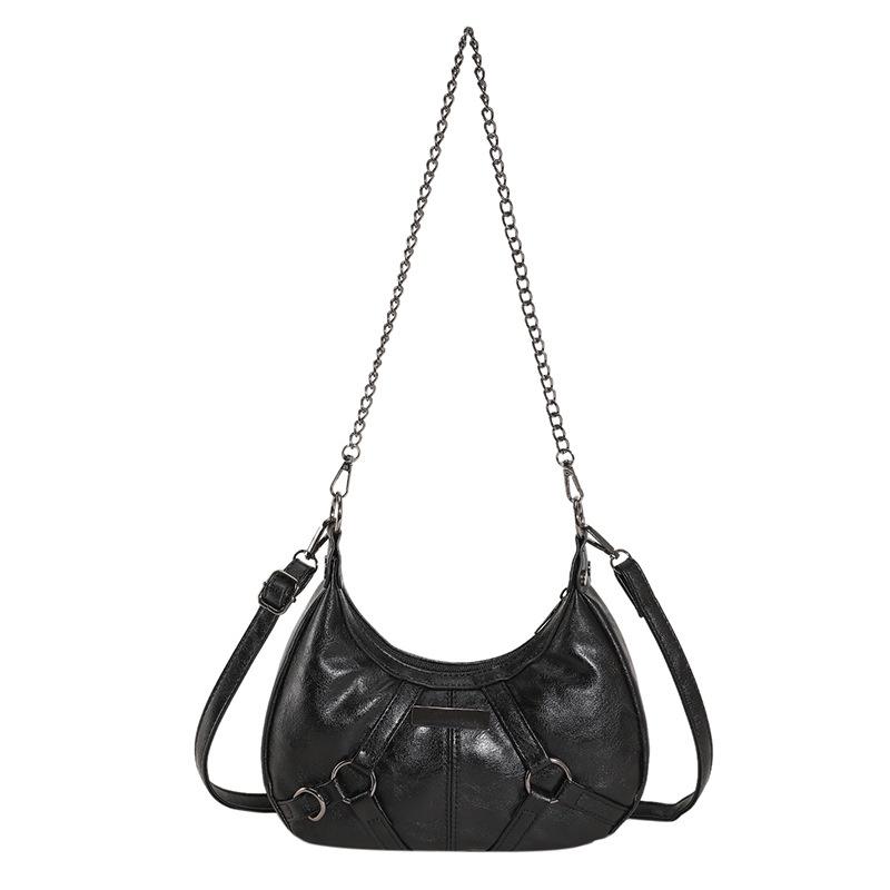 IELGY Французская нишевая ретро сумка-мессенджер подмышками, модная текстура на одно плечо, трендовая универсальная сумка-мессенджер 25CM*6CM*19CM чёрный