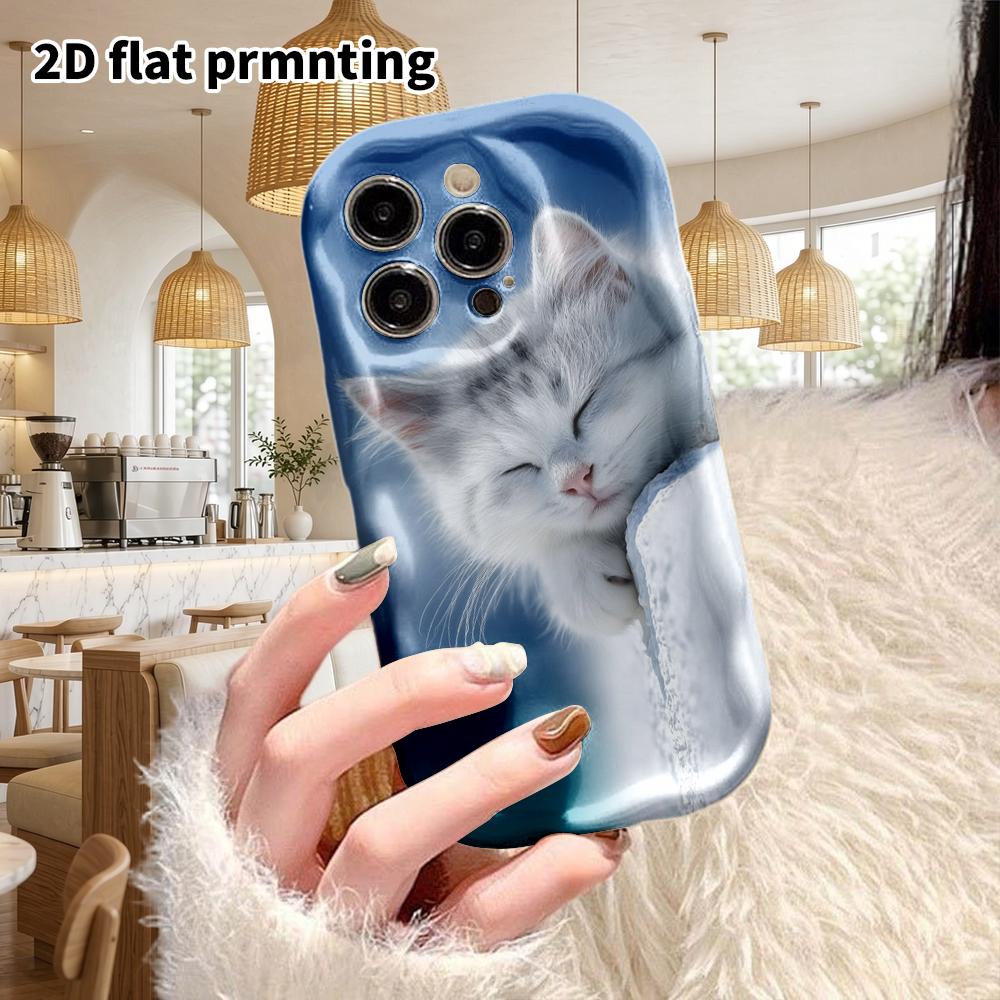 Phone Case: 2D Flat Design Suitable for iPhone 18, 17, 16, 15, 14, 13 Pro Film Protective Case, Couple Style, Gradient Kitten, Christmas and Halloween
