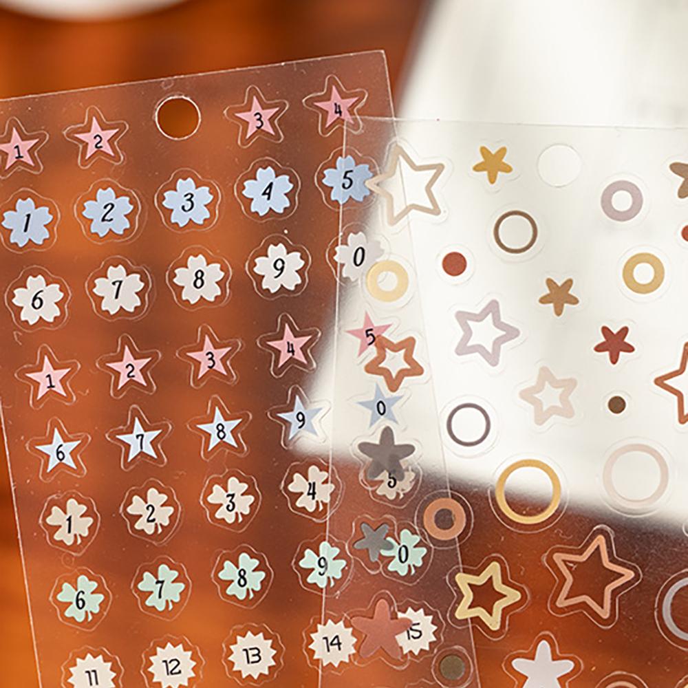 25 Sheets Sticker Book Colorful World Series Ins Style Basic Pattern DIY Memo Key Marking Stickers, Copperplate Paper+PET