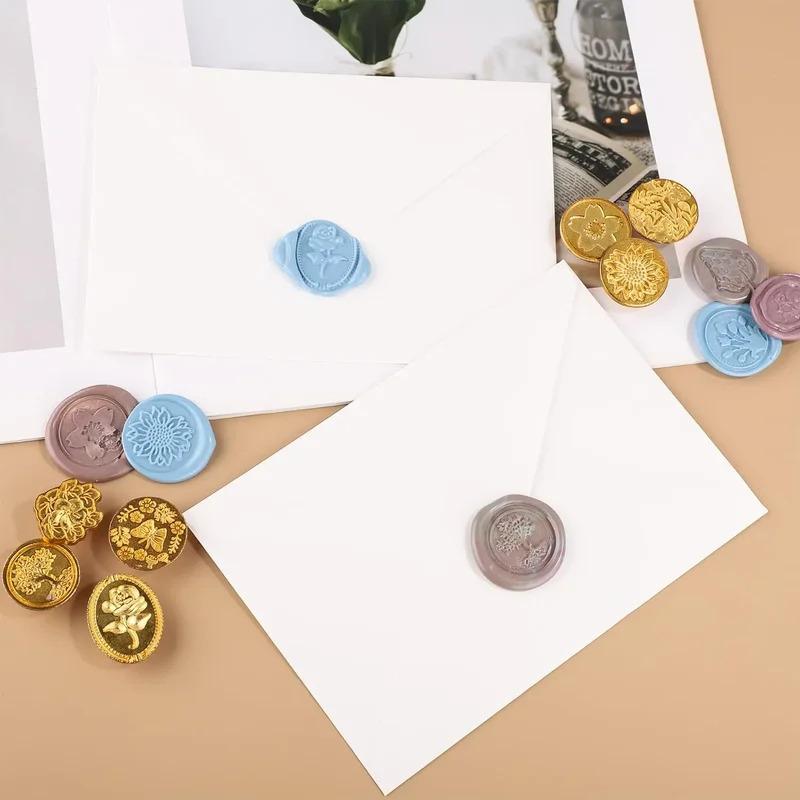 Wax Seal Kit with Wooden Handle for Envelopes Banquet Placemats, Various Sizes, Wishes, 10 /12Pieces