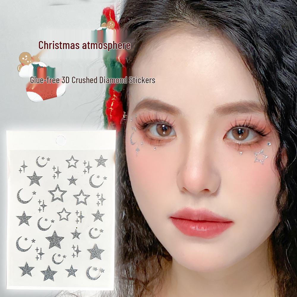 

Серебристые наклейки-глиттеры в виде снежинок для макияжа лица и тела