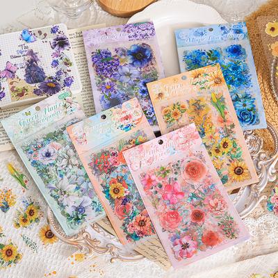 6 - Piece Butterfly & Flower PET Sticker Pack, for Hand - Account and Scrapbook Decoration