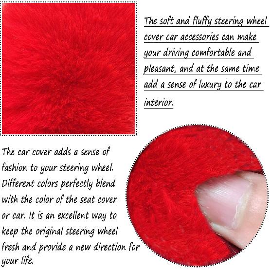 Fluffy Steering Wheel Cover For Women Fuzzy Steering Wheel Cover Winter Warm Faux Wool Plush Car Wheel Cover Furry Steering Wheel Protector Universal