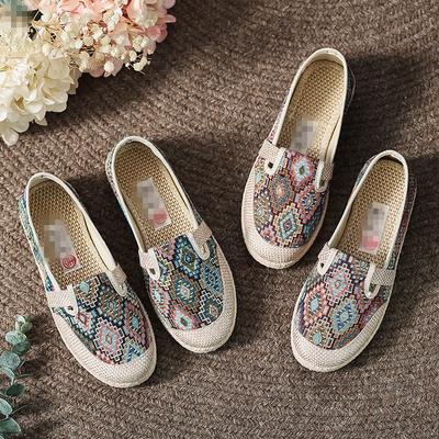 Summer New Cloth Shoes Women's Ethnic Style Canvas Shoes Women's Soft-soled Linen Lazy Fisherman Shoes
