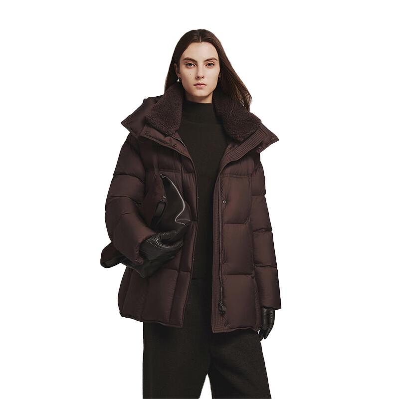 Tanboer Women's Brownie Detachable Hood Long Down Jacket