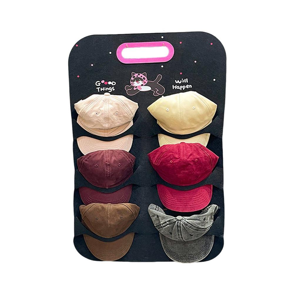 

Hanging Sunglasses Baseball Cap Display Rack Collecting Hat Storage Bag Hat Holder Wardrobe Black-6 grids