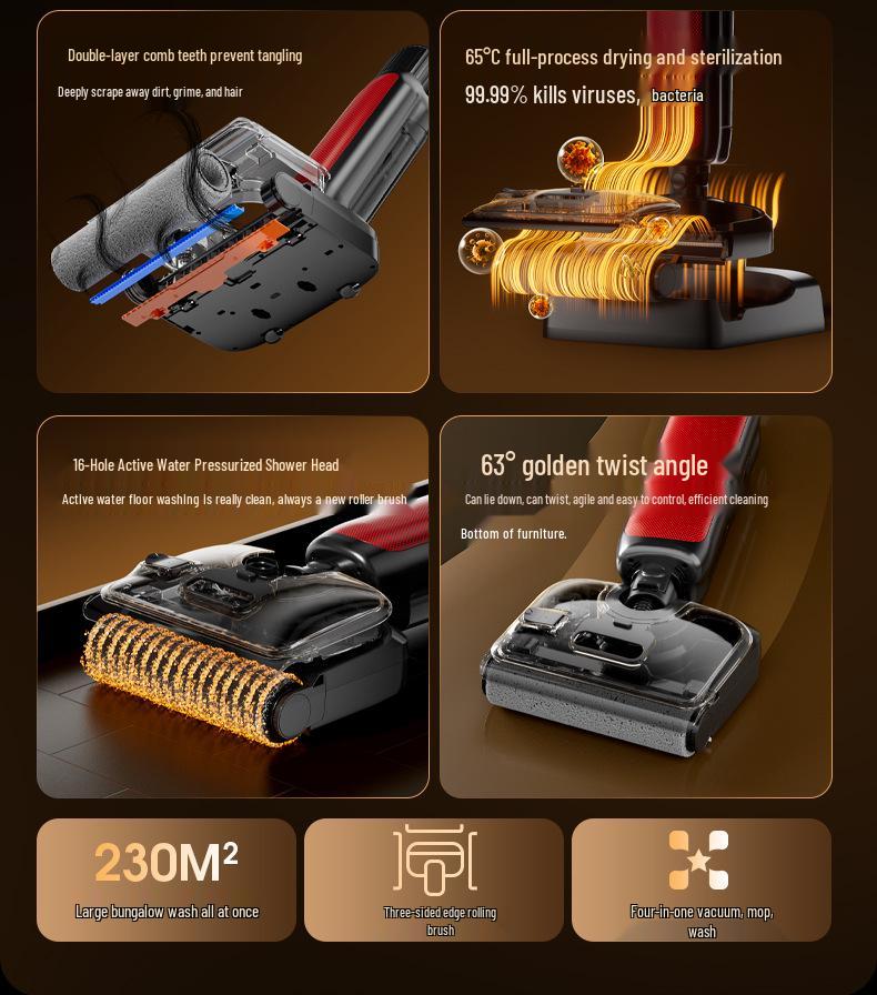 Smart 180° Lay-flat Floor Scrubber with Hot Air Drying & Self-Cleaning