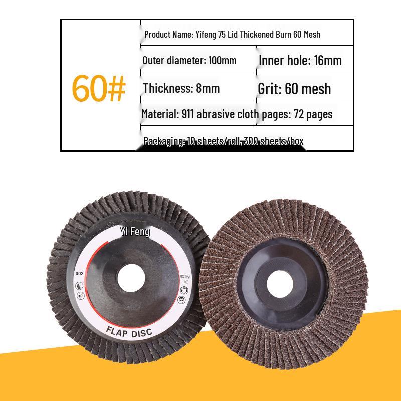 Yi Feng Thickened Stainless Steel Flap Disc, Angle Grinder Polishing Disc for Woodworking, 100 Grit Sandpaper Flap Wheel.