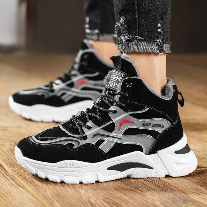 Youth Students Men's Winter New Arrival High Top Warm Snow Boots Thickened Fleece Lined Cotton Sports Shoes All Match Durable