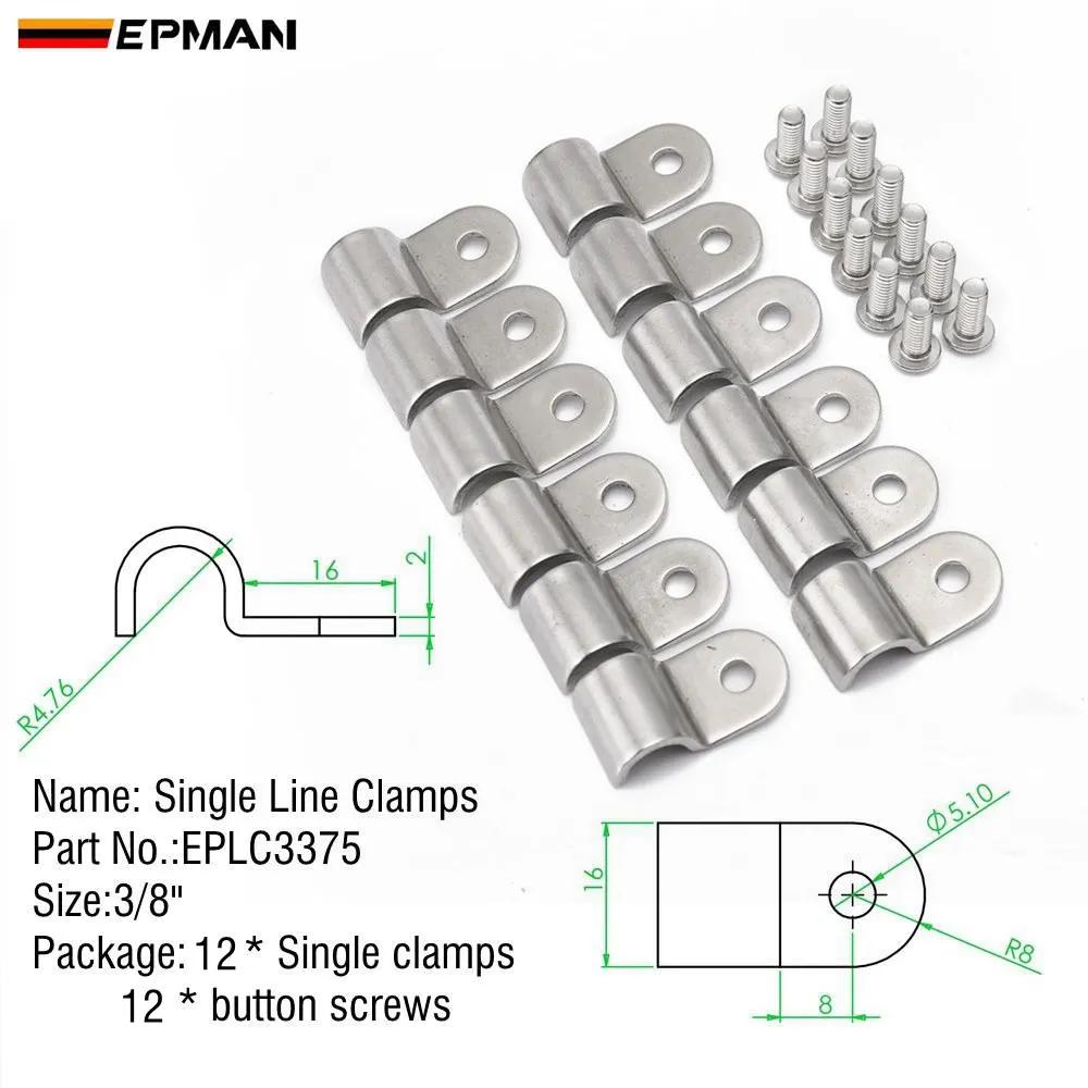 EPMAN Single Line Clamp Fuel Line Clamps 3/8"&3/16"& 1/4" SS 1 Pack Suit  Fuel, Air, Electrical, Brake, Lines Etc EPLC3187