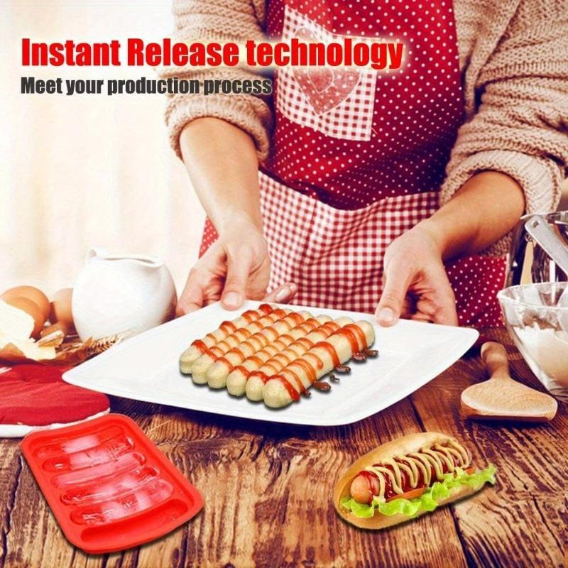 Silicone Sausage Mold DIY Homemade Hot Dog Burger Molds Non-Stick Oven/Microwave Safe Reusable Baking Accessories for Cakes Pies