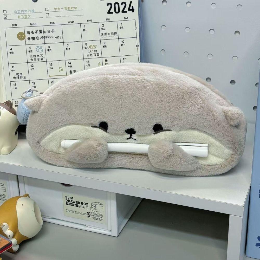 Otter Penguin Pencil Case Plush Stationery Bag Portable Stationery Organizer  Back To School Gift