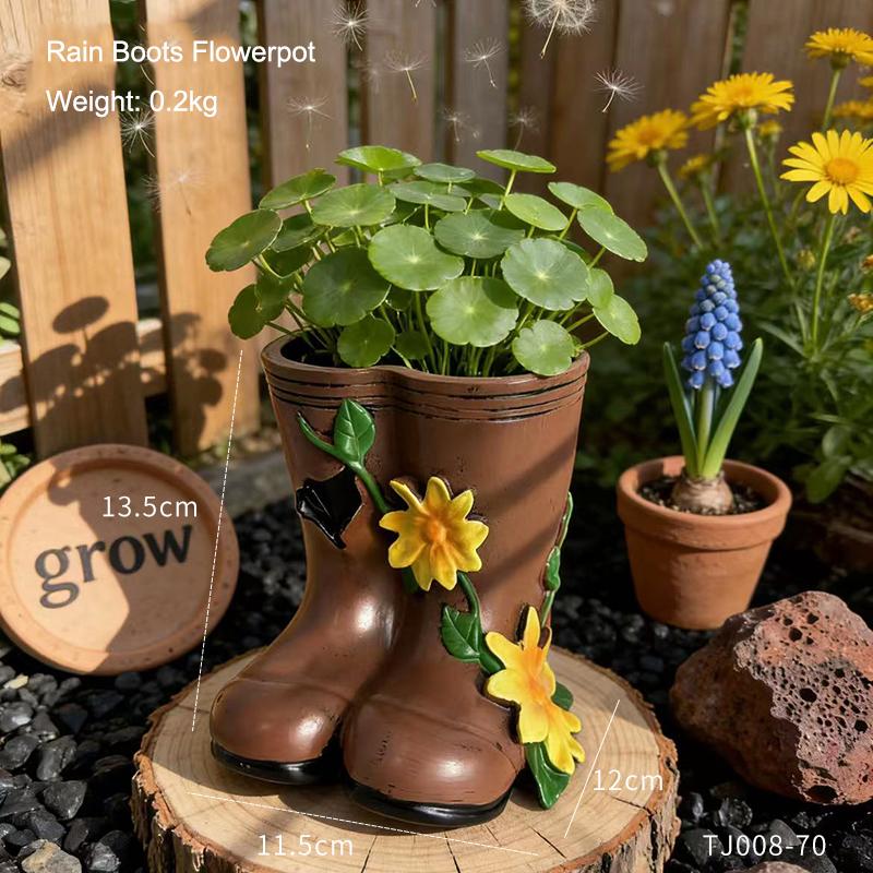 

Creative Rain Boots Flowerpot Green Potted Plants Vase Container Home Courtyard Garden Decor Handicrafts Ornament Gift