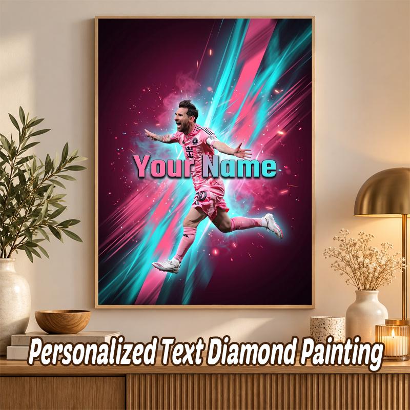 Lionel Messi Custom Name Text 5D Diamond Painting Kit DIY Full Drill Diamond Art Decoration