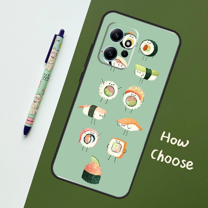 Kawaii Sushi Crowd Case For Xiaomi Redmi Note 14 10 11 12 13 15 Pro Plus Cover For Redmi 15 15C 14C 12C 10C 13C