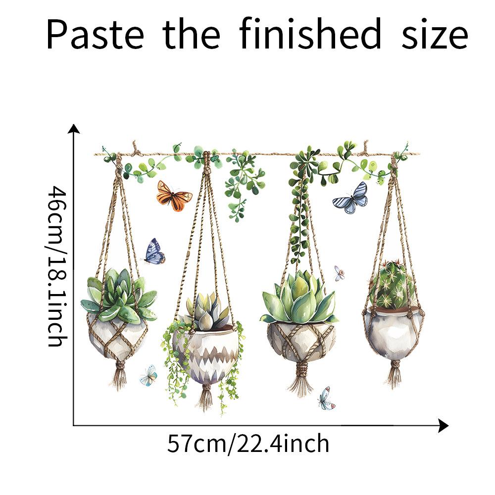 Creative Hanging Succulent Pot Wall Sticker Self-Adhesive for Bedroom Living Room Home Decoration