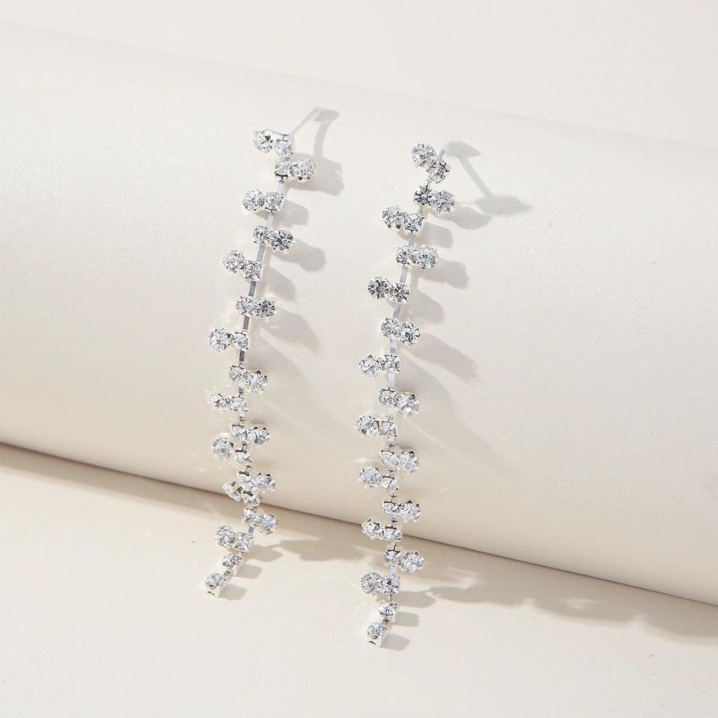 S925 Silbernadel Luxus Diamant Quastenohrringe - Elegant, Lang Europäischer & Amerikanischer Stil für Damen