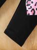 Girls 2 Piece Outfit 4-7Y Pink Leopard Heart Print Top and Black Leggings Sweet Cool Style Kids Clothing Set Fit Kids Daily Wear