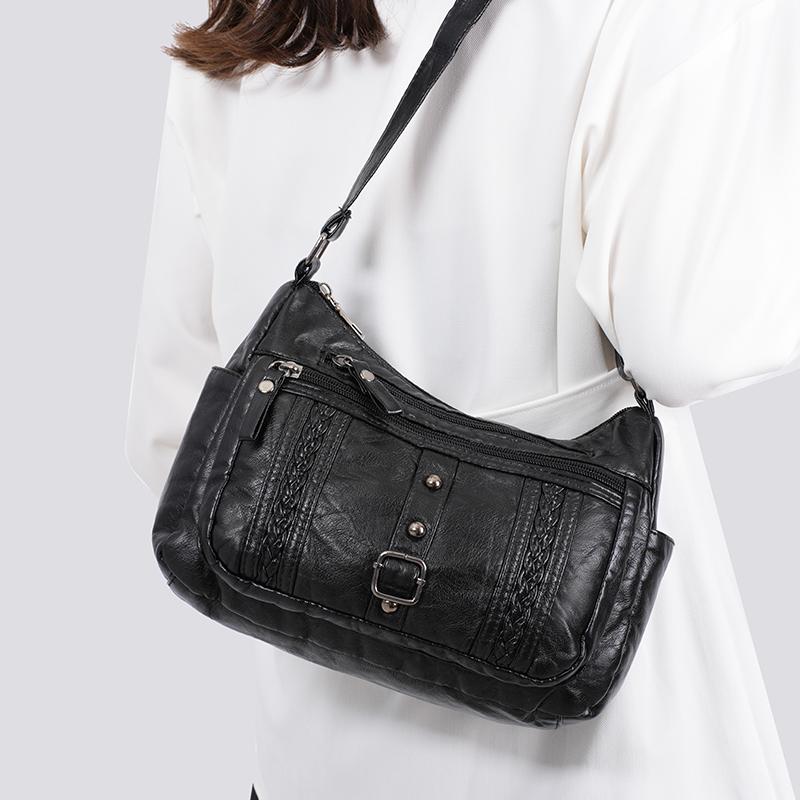 Dámská crossbody taška Taška pro matku středního věku Měkká kožená taška přes rameno