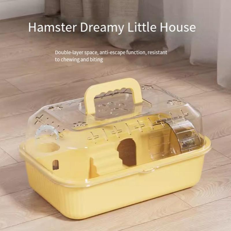 Double Deck Spacious Hamster Cage Portable Transparents Materials for Easy Monitoring Light Weight Construction
