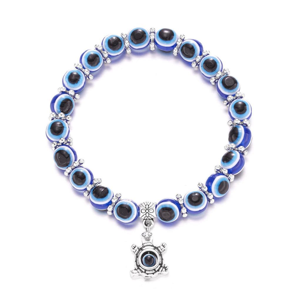 Turkish Lucky Evil Eye Bracelets for Men Women Blue Evil Eye Palm Butterfly Pendant Beads Bracelet Bangle Handmade Charm Jewelry