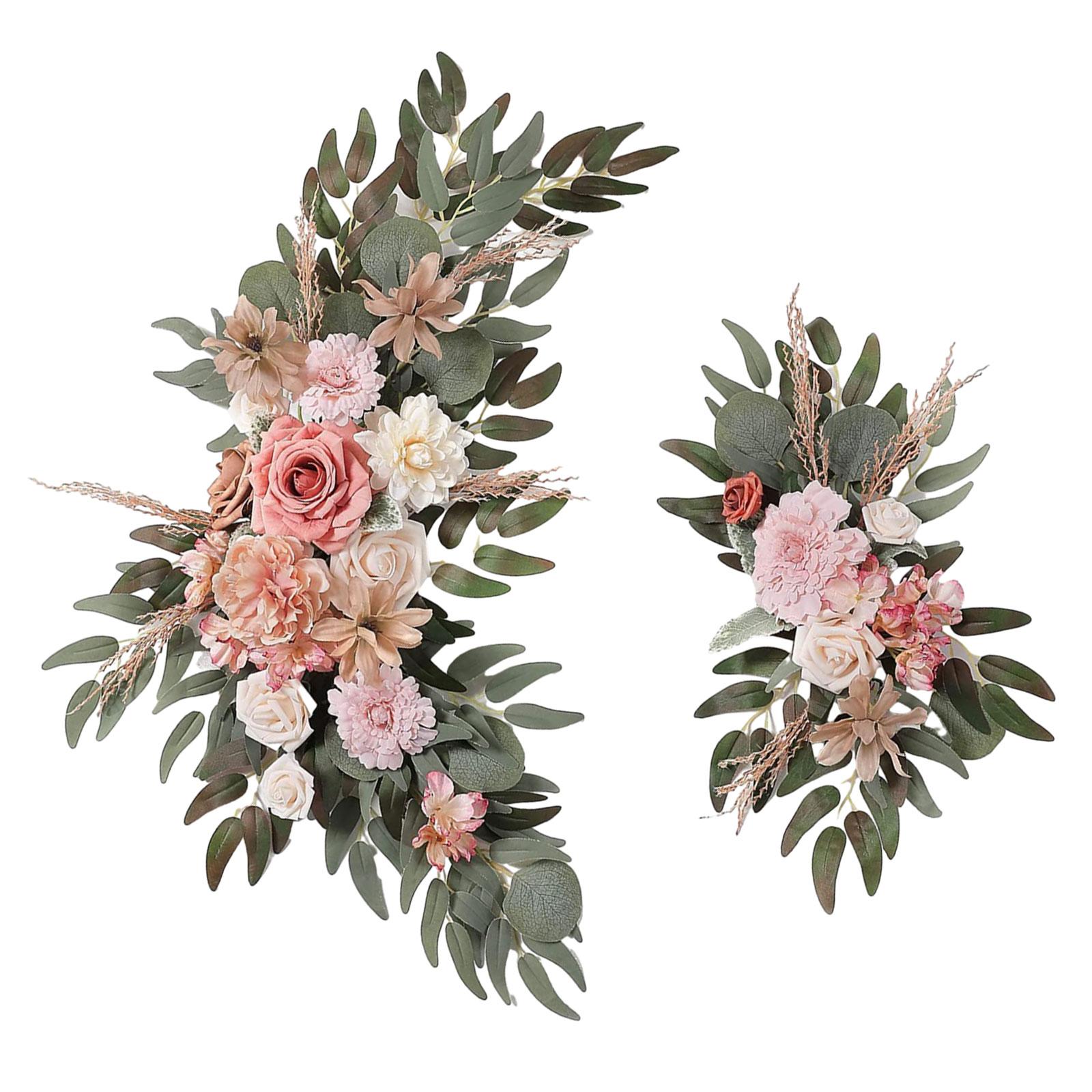 

2 Pieces Silk Flowers Artificial Flower Swag Flower Arrangement Wedding Arch Wreath, Floral Backdrop for Reception Door