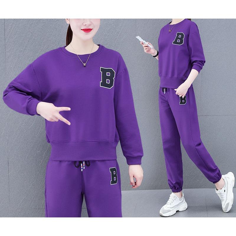 Spring and Autumn Sportswear Suit Women's Loose Large Size Loose Fashion Casual Wear Two-piece Set Korean Style Women