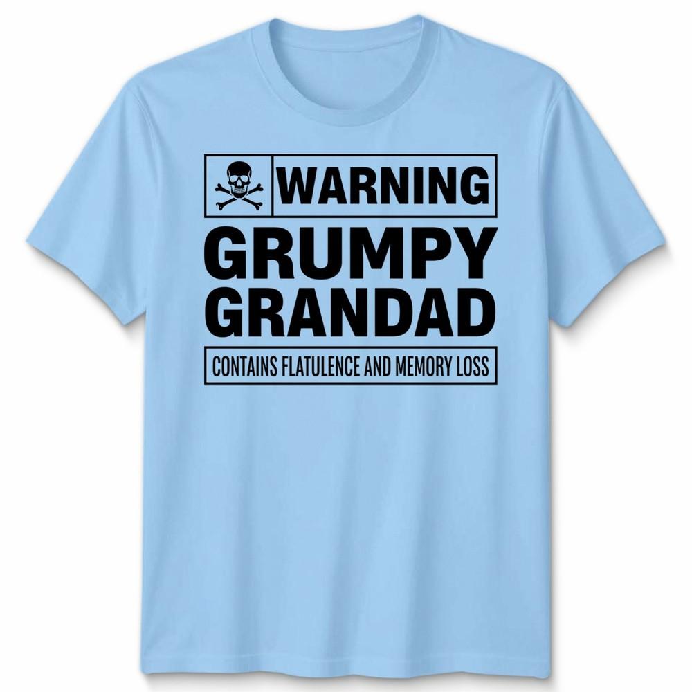 Warning Grumpy Grandad Unisex T Shirt Funny Gift Xmas Present Fathers Day Tee