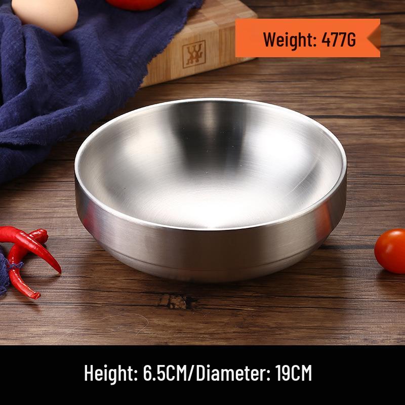 Golden Double-Layer Korean Cuisine Bowl - 304 Stainless Steel, Ideal for Rice, Soup, Kimchi, and Cold Noodles.