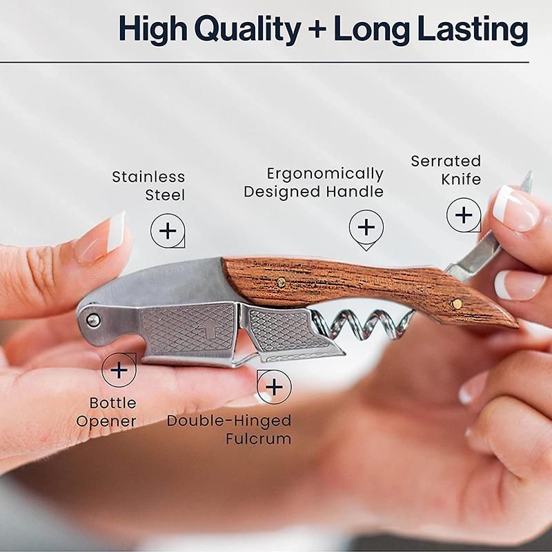 Wine Opener Professional Waiters Corkscrew, Custom Personalized LOGO Bottle Opener with Foil Cutter Wedding Gifts For Guests